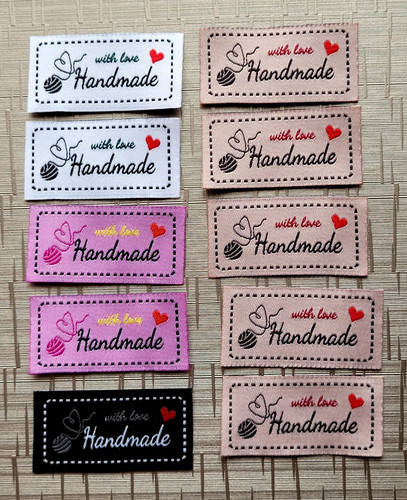 Stoff label handmade with - 10,