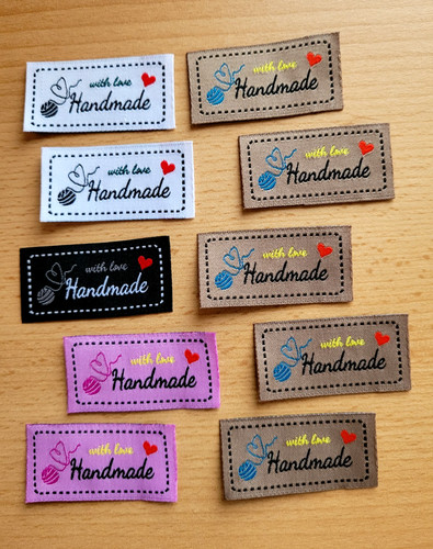 Stoff label handmade with - 10,